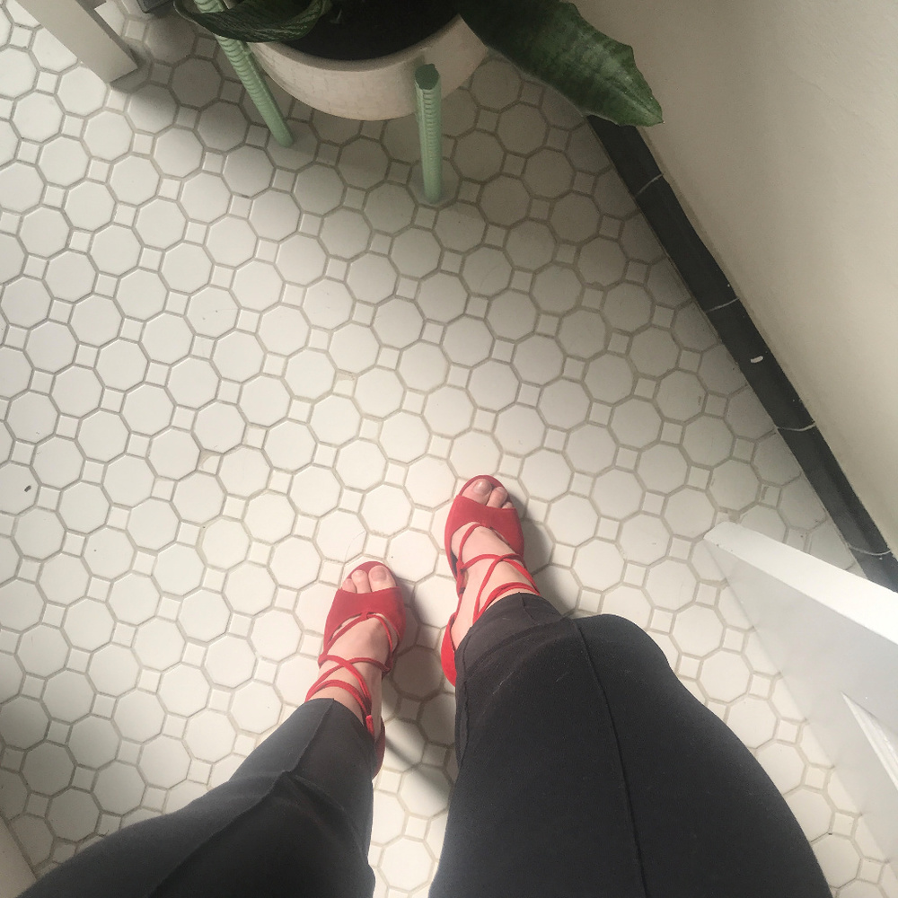 Red Steve Madden Lace-Up Heels